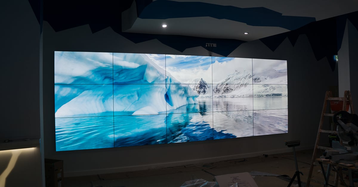 Video wall for the Angiyok ice bar, that displays arctic glaciers for an immersive experience